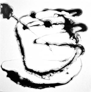 The Cat Acrylic abstract black & white on canvas 30 x 30