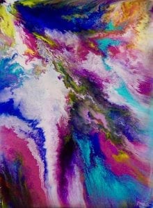 Creation Acrylic pour painting on canvas. 30 x 40