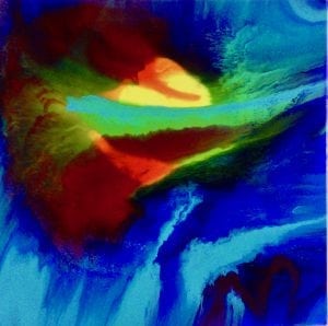 Acrylic pour painting on canvas.  24 x 24