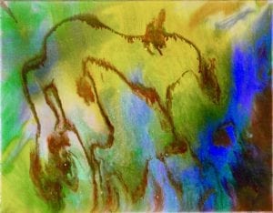 Acrylic pour painting on canvas.  12 x 12